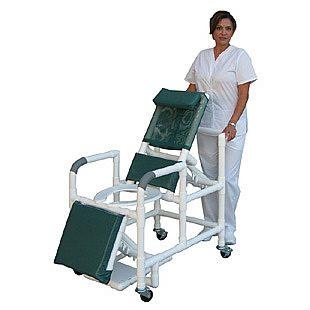 Shower Chair, Reclining, Mesh Mauve, w/Sliding FR & Elongated Open Front Commode Seat