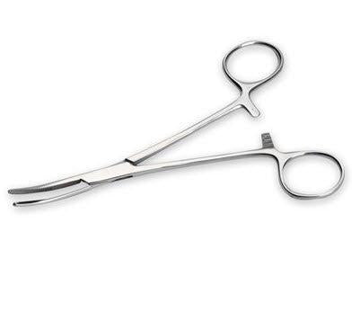 Forceps, Hemostat, Kelly Stainless Steel 5-1/2" Curved, Box Lock