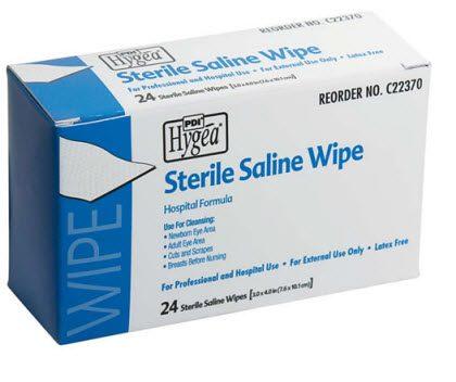 Hygea Sterile Saline Wipes Alcohol Free - 120ea/bx 24bx/cs