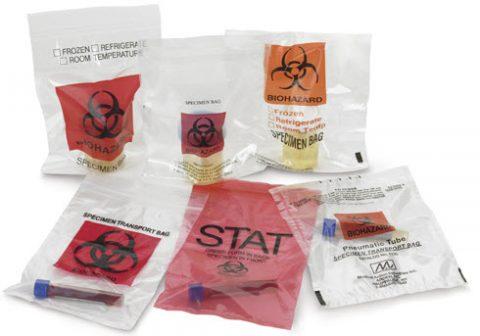 Reclosable Specimen Transfer Bags (Biohazard) 12"x 15" Red - 100ea/pk 5pk/cs