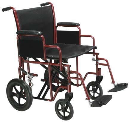 Bariatric Transport Wheelchair with Swing-away FootrestColor: Red; Seat Size: 20" Seat