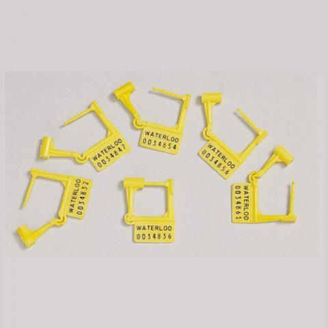 Pack of 100 plastic padlock seals for use on carts and divider trays for the Waterloo Carts 100/BG