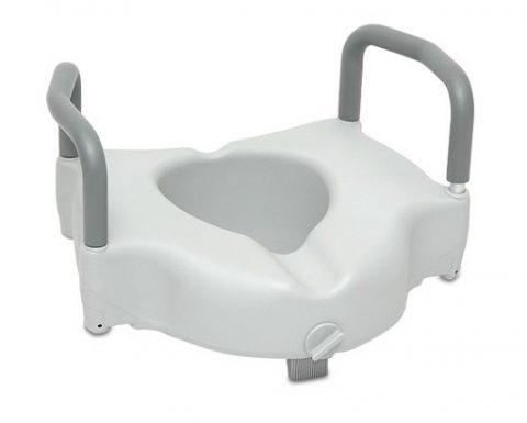 Elevated Toilet Seat with Arms 250lbs, Seat 17" (W) x 17" (D), Width Between Arms