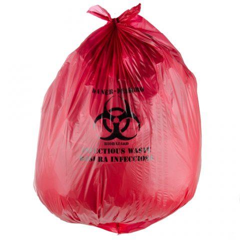 Liners LD Style 40x42 1.20mil Red Biohazard (Roll) 40-45 Gal 10ea/rl 10rl/cs (151cs/pl)