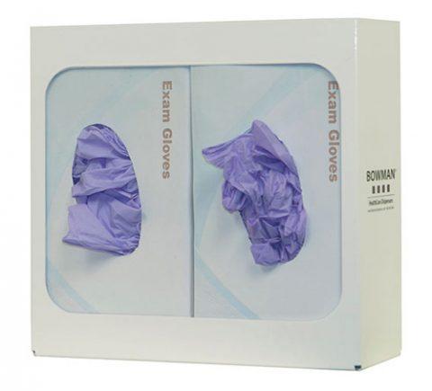 Glove Box Dispenser Double in White Powder-Coated Metal 10-9/16"Wx10"Hx3-13/16"D