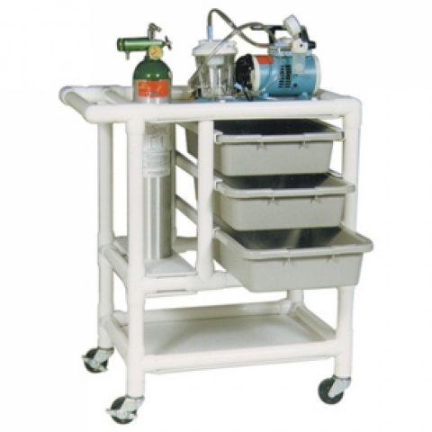 Crash Cart Emergency Cart With 3 Trays and E-Tank Holder PVC