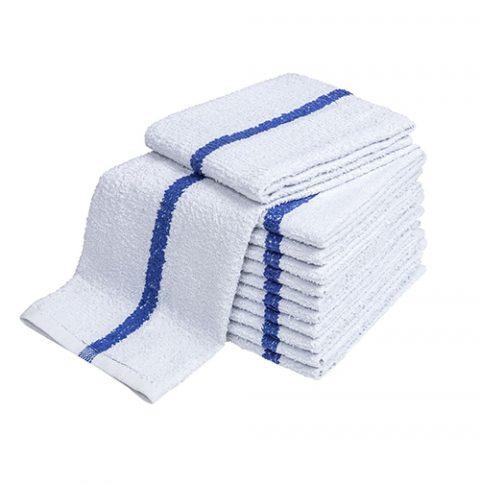 Bar Mop Terry White with Blue Center Stripe 32oz 4dz/pk