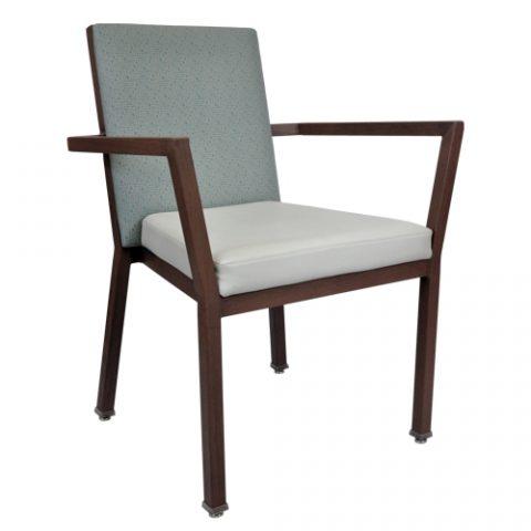 Carmine Arm Chair Frame Wenge # 30 Seat Vinyl: Culp Dillon Luggage Back Fabric: Culp Fine Tune Luna