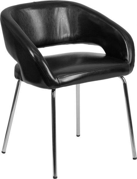Contemporary Black LeatherSoft Side Reception Chair