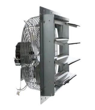 Exhaust Fan 16" TEAO Motor 120V w/Shutter 1/8HP 3-Speed Gray