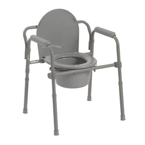 Folding Steel Commode 13 1/2"x 15" Seat 350lb Cap