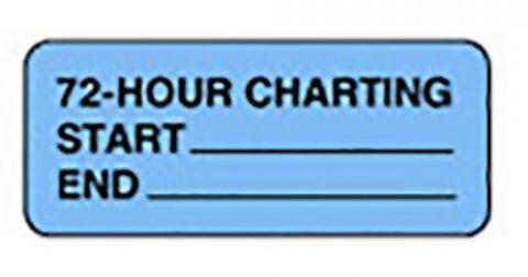 Chart Label - 72-Hour Charting Color: Blue. 15/16" x 2 1/4". 500/bx