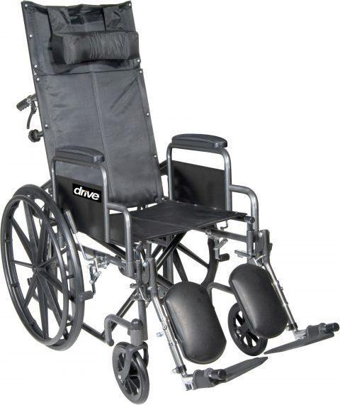 Silver Sport Reclining Wheelchair with Detachable Desk ArmsSeat Size: 16" W/Elevating Legrests