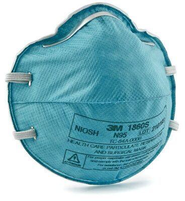 N95 Face Mask Particulate Respirator Teal Braided Strap Small - 20ea/bx