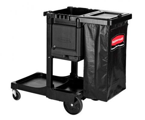 Executive Janitor Cleaning Cart w/ Locking Cabinet Doors