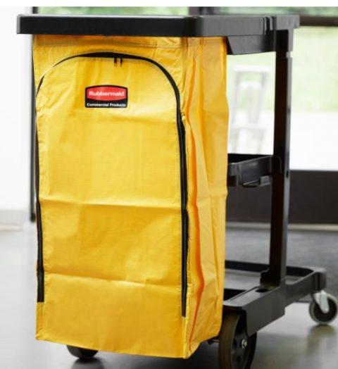 High Capacity Vinyl Janitor Cart Bag 34 Gallon Yellow