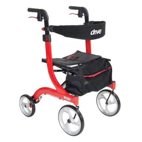 Rollator Nitro Aluminum 10" Casters Red 300lb Cap