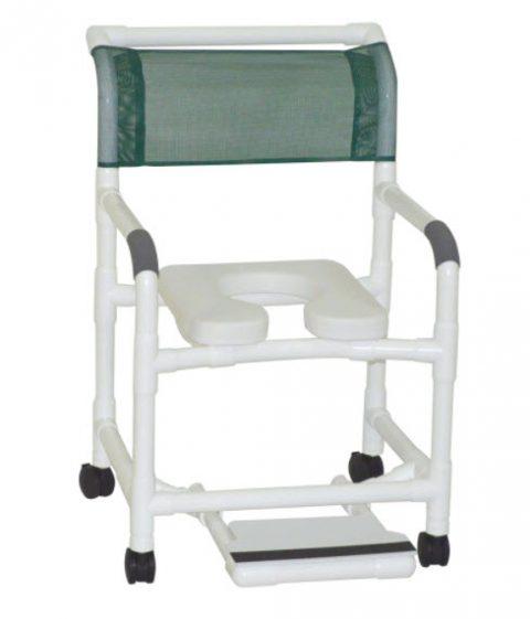 Shower Chair Mid-Size w/ Soft Seat Deluxe Elongated Sliding Footrest