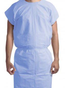 Exam Gown w/ 3-ply T/P/T Universal Blue - 50ea/cs