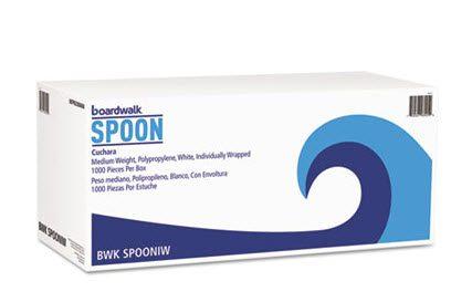 Boardwalk Polypropylene Cutlery Teaspoon Individually Wrapped White - 1,000ea/cs