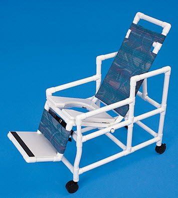 Shower Chair Commode PVC Reclining 6 Position 300lb Cap