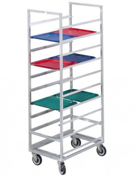 Cafeteria Tray Rack 24 Tray Bottom Load Aluminum Cafeteria Tray Rack - Assembled