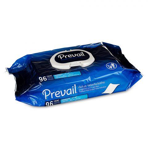 Prevail Washcloths 8"x 12" w/Aloe and Vitamin E Soft Pack Snap Top - 96ea/pk 6pk/cs