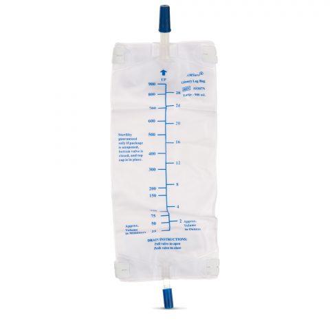 Leg Bags Urinary Push-Valve Latex Free Anti Reflux Large 32oz (900ml) - 48/cs