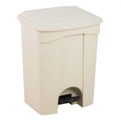 Lavex Janitorial Rectangular Step-On Trash Can 18 Gal Beige