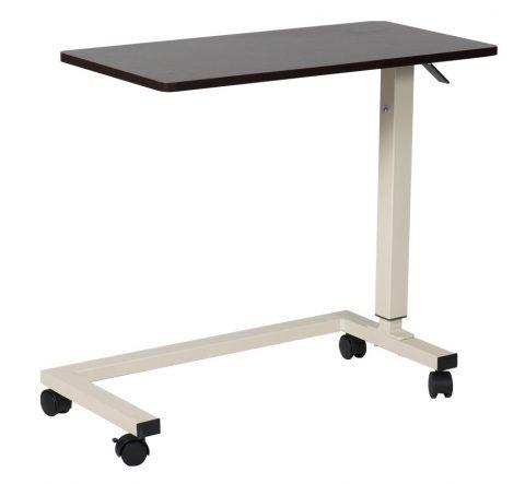 Overbed Table Non-Tilt White U-Base w/ Mahogany Top