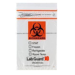 Lab Guard Reclosable 3-Wall Specimen Transfer Bags (Biohazard) 6"x 9"