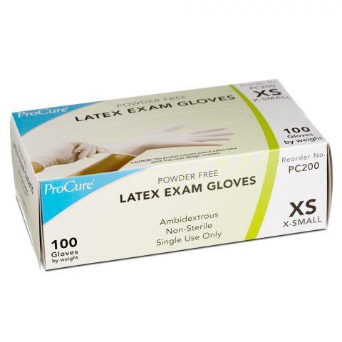 Gloves, Latex, Exam, PF, X-Small, 100ea/bx 10bx/cs