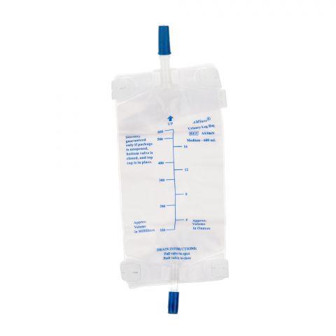 Leg Bags Urinary Push-Valve Latex Free Anti Reflux Medium 19oz (600ml) - 48ea/cs