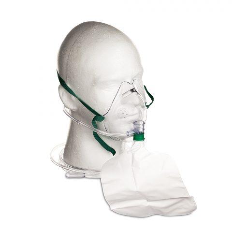 Mask Partial Non-Rebreather Adult w/7' Kink Resistant Tubing Standard Connector - 50ea/cs