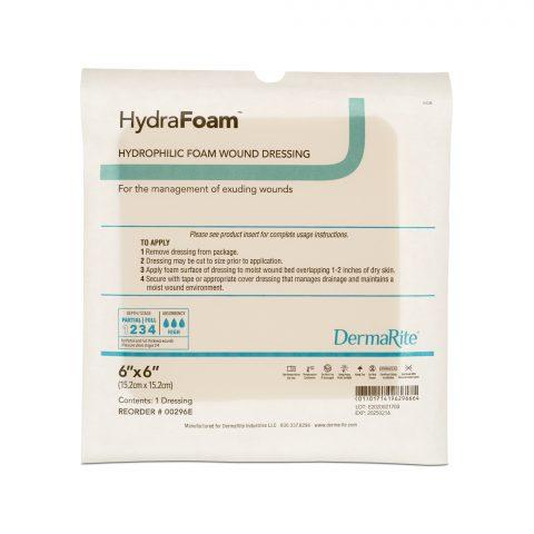 Hydrafoam Hydrophilic Foam Dressing Non-Adhesive 6"x6" 10ea/bx