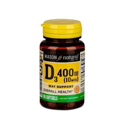 Vitamin D (D3) 400IU. Softgels, 100's Each