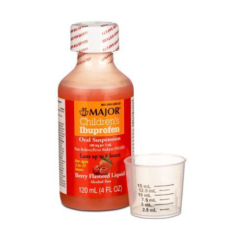 Ibuprofen Liquid 4oz 100mg/5ml Berry Flavored Bottle