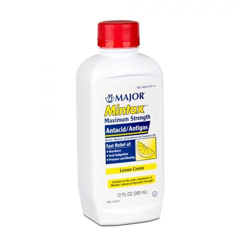 Mintox Maximum Strength Antacid Liquid 12oz Lemon Creme - 12ea/cs