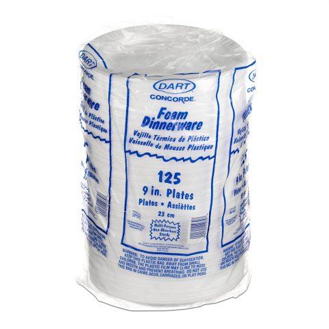 Concorde, Foam Plate, 9", WHITE Includes four packs of 125 plates