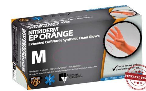 Gloves, 3XL PF Exam, Nitrile, Non-Sterile, Textured, Orange, 12" 80ea/bx 10bx/cs