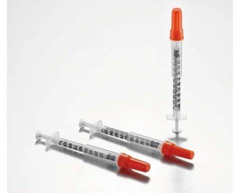 One-Care Insulin Safety Syringes 1cc 29g x 1/2 - 100/bx 10bx/cs