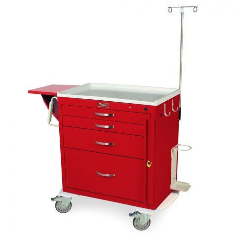 M-Series Crash Cart Short Emergency w/ MD30-EMG1 Package Standard Width Four Drawers Red