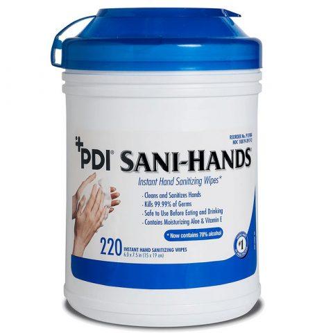 Sani-Hands Instant Hand Sanitizing Wipes Medium Canister Blue Lid 135's