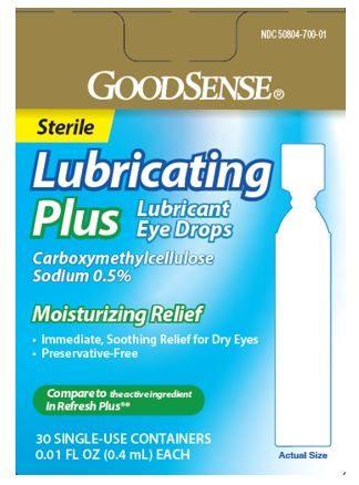 GoodSense Lubricant Plus Eye Drop Vials Preservative Free Sterile 30's Refresh Plus GEN
