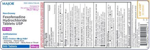 Fexofenadine 60mg Tabs Major Generic Allegra 100/bt – A9 Med