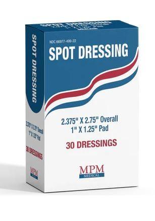 MPM Adhesive Film Dot 2.375"x2.75 Overall (1"x1.25" Pad) 30ea/bx