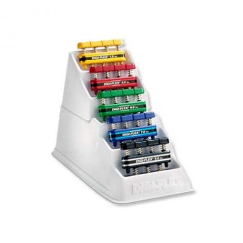 Cando Digi-Flex Hand Exerciser - 5 Piece Set Y,R,G,B,BLK - Plastic Rack